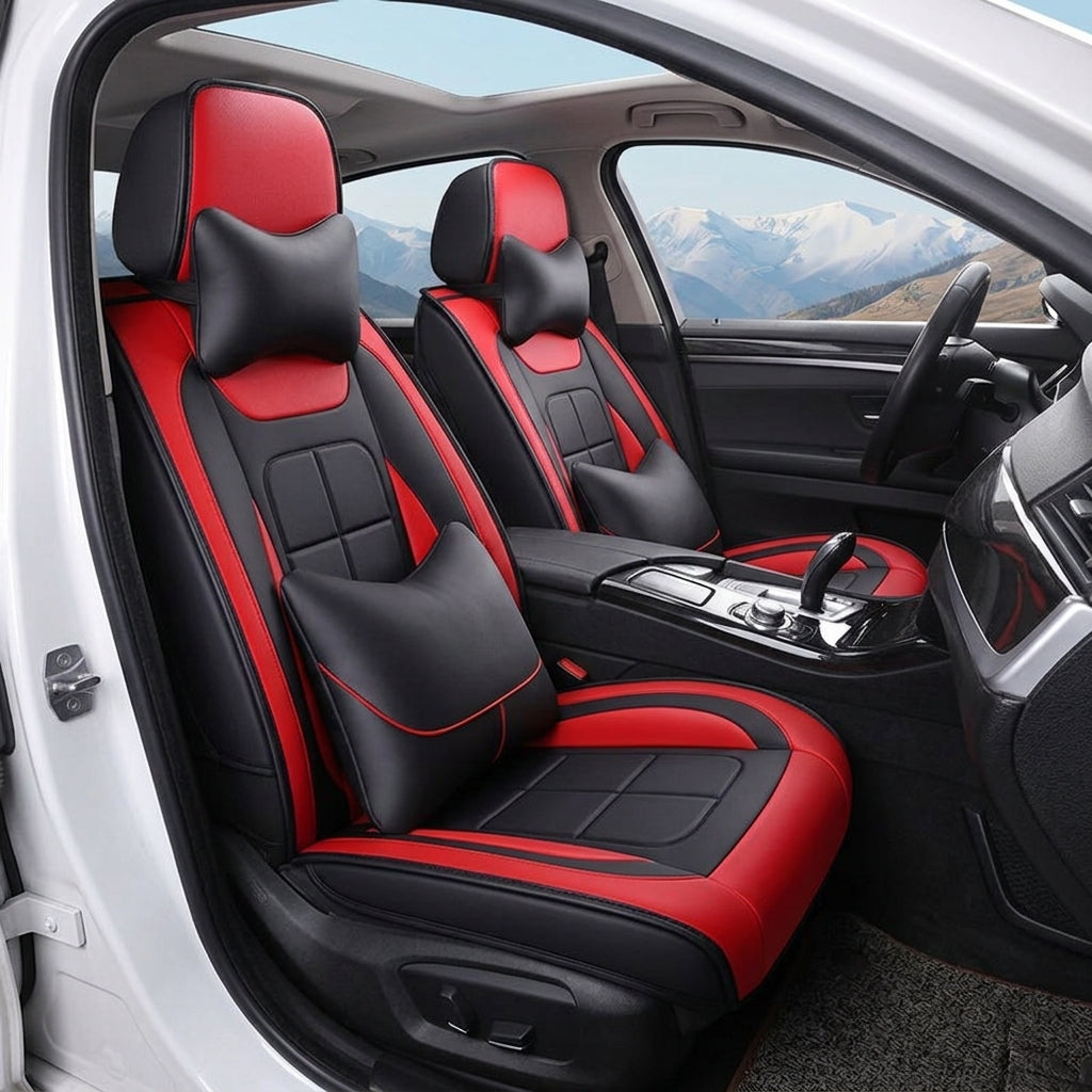 The five-seater car seat cushion is fully surrounded by the all-season universal leather seat cover, which is wear-resistant, dirt-resistant and breathable - Interior Placement