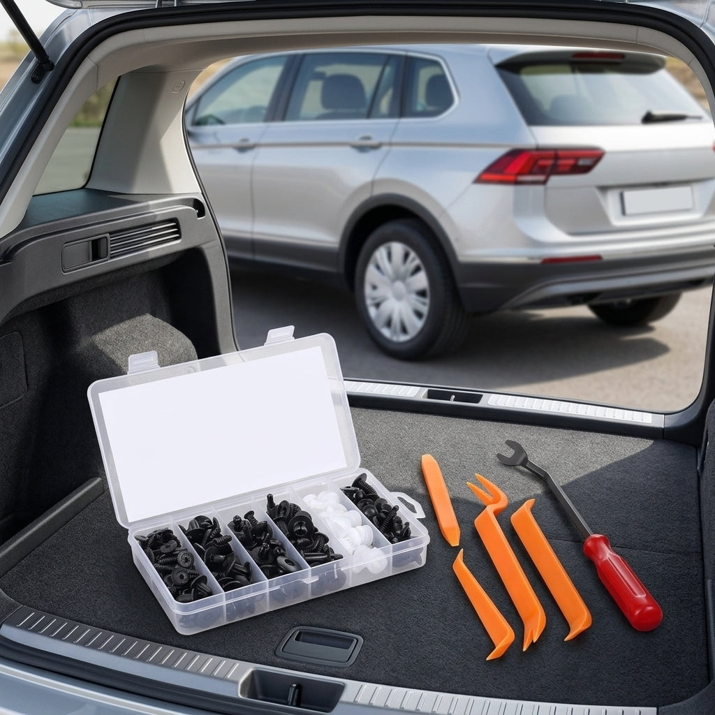 Cross-border 100PCS boxed buckles, 6 different automotive plastic fixed buckles, general car buckles, HE26 buckles - Packed In Boot