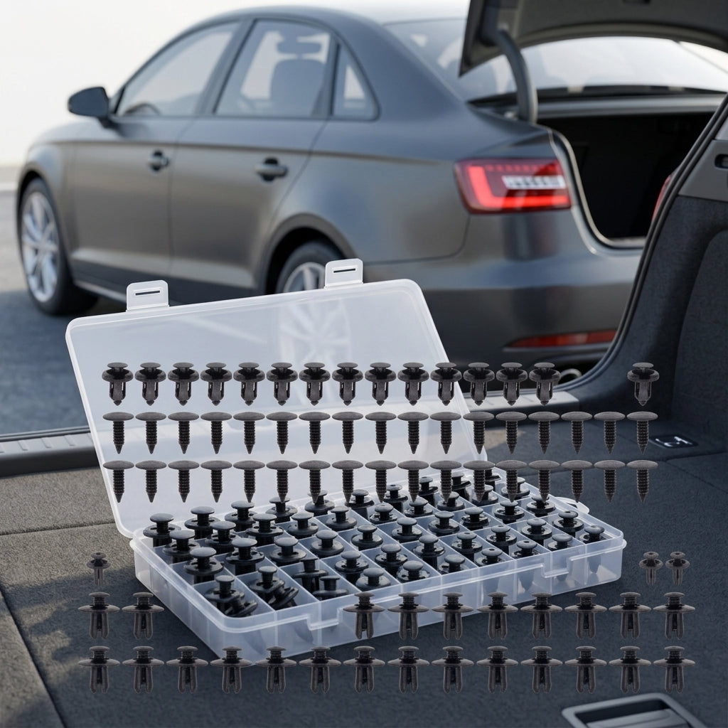 Universal Fastener for Automotive Clips, Plastic Fasteners, Rivet Clamps, 190PCS Mixed Set for Body and Door Mounting - Packed In Boot