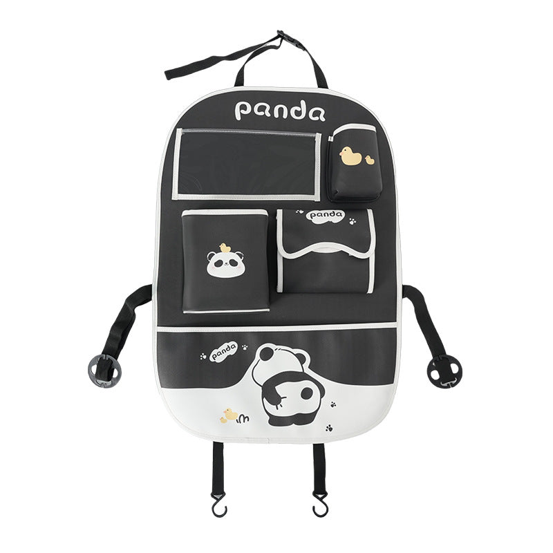 Car seat back storage bag cute cartoon car trash can creative multifunctional car interior anti-kick mat