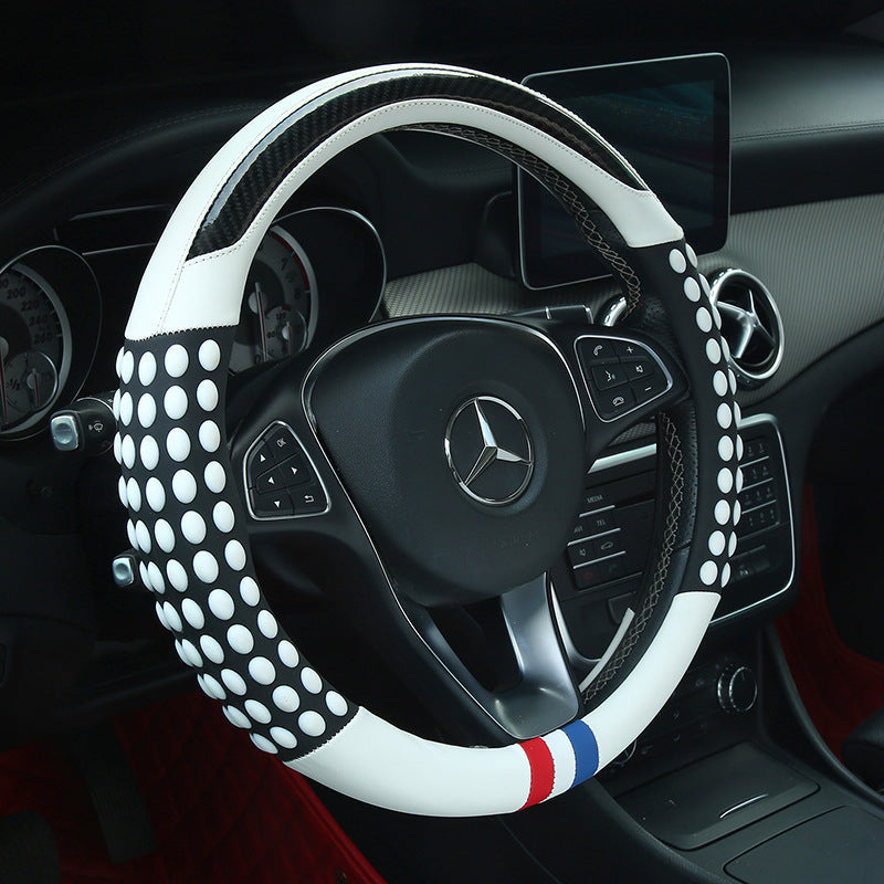 Non-slip sweat-wicking car handlebar covers, colorful carbon fiber leather, fashionable trendy brand steering wheel covers, car GM Amazon