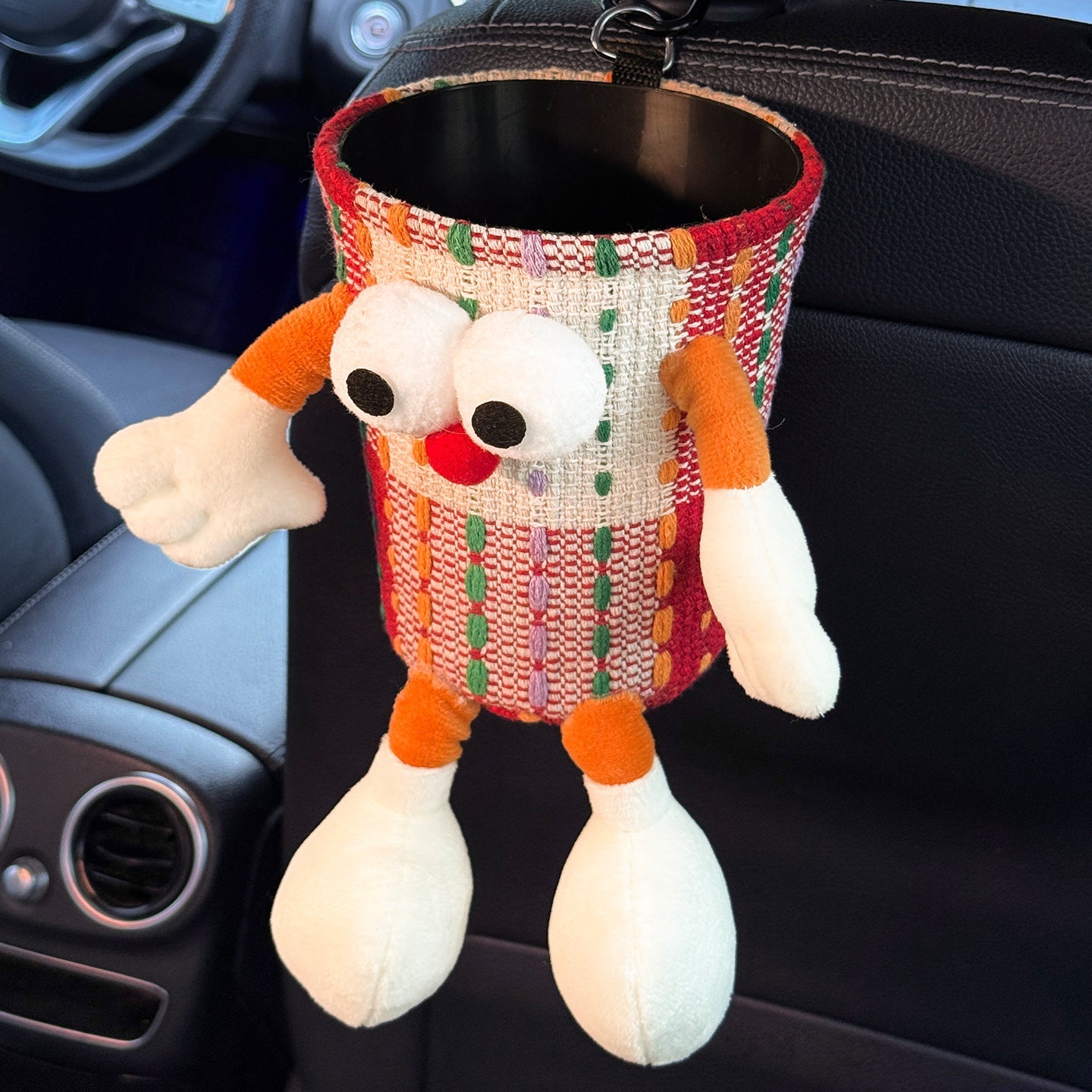 Car tissue box, cute plush toy hand, foot car, in-car tissue hanging bag, high-end practical car armrest box tissue box