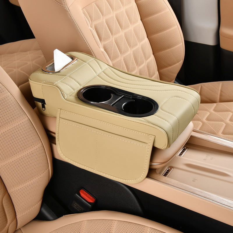 2025 New Central Car Armrest Box Height Pad Cover Protective Cover Double Cup Holder Premium Leather Car Accessories