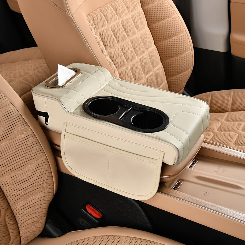 2025 New Central Car Armrest Box Height Pad Cover Protective Cover Double Cup Holder Premium Leather Car Accessories