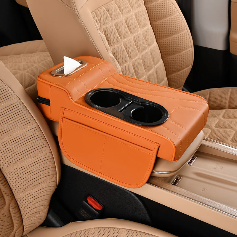 2025 New Central Car Armrest Box Height Pad Cover Protective Cover Double Cup Holder Premium Leather Car Accessories
