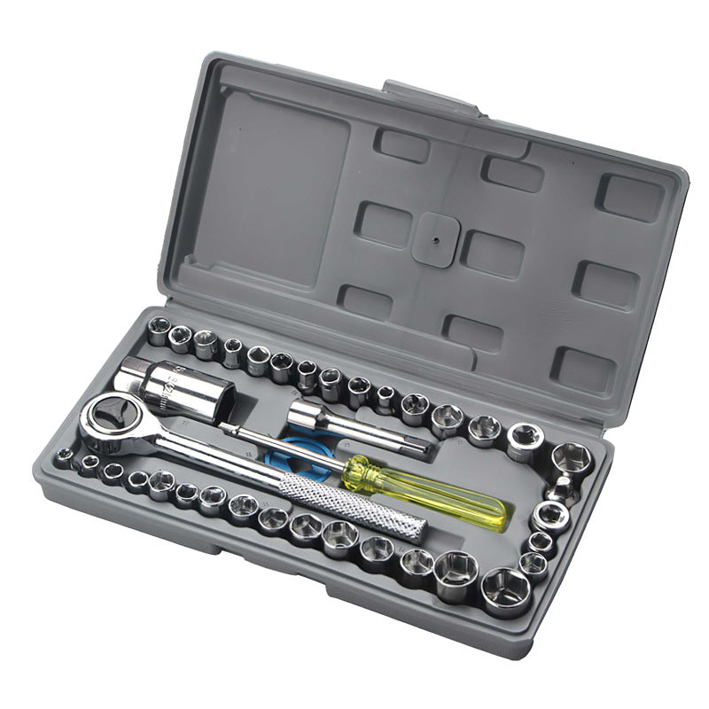 46-piece set of quick ratchet wrenches and screwdriver toolboxes for car repairs, hardware sets, and auto repair kits