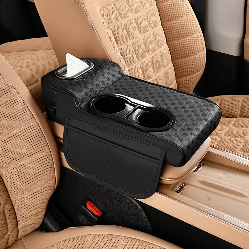 2025 New Central Car Armrest Box Height Pad Cover Protective Cover Double Cup Holder Premium Leather Car Accessories