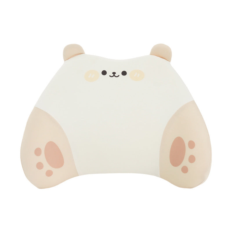 Cartoon memory foam car headrest, all-season plush car, soft seat lumbar pad, creative car lumbar support