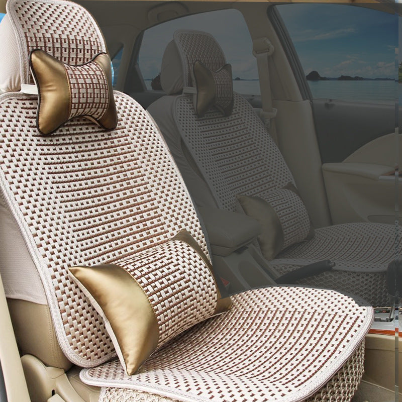Car seat cushion all-season universal ice silk summer seat cushion full enveloping seat cover car interior seat cushion five seat cover cushion