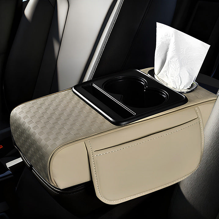Armrest box raised pad, car cup holder, tissue box (Huotong Global · Light Custom) universal microfiber leather