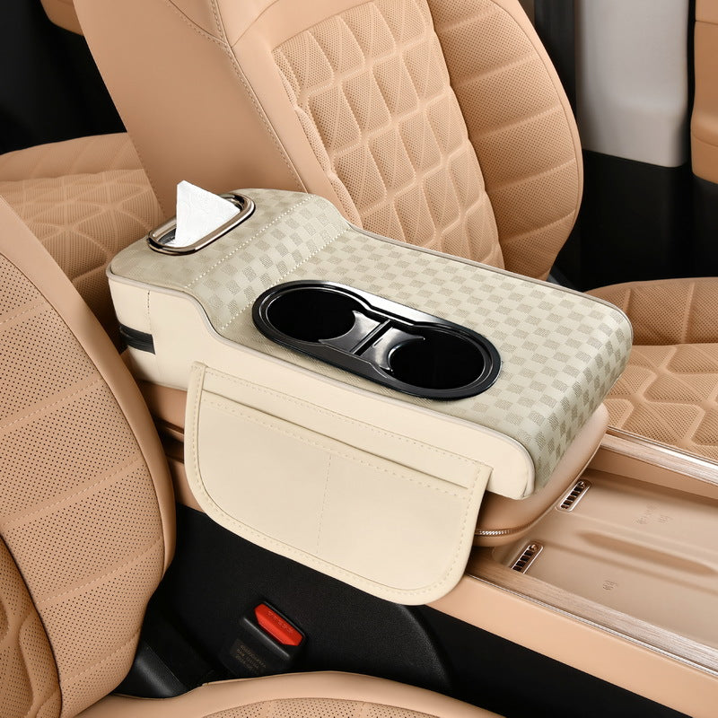2025 New Central Car Armrest Box Height Pad Cover Protective Cover Double Cup Holder Premium Leather Car Accessories