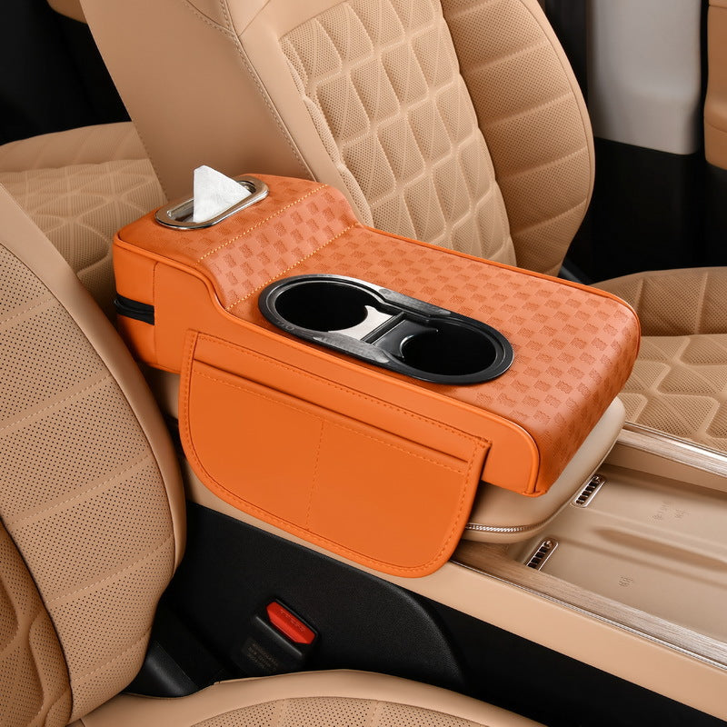 2025 New Central Car Armrest Box Height Pad Cover Protective Cover Double Cup Holder Premium Leather Car Accessories