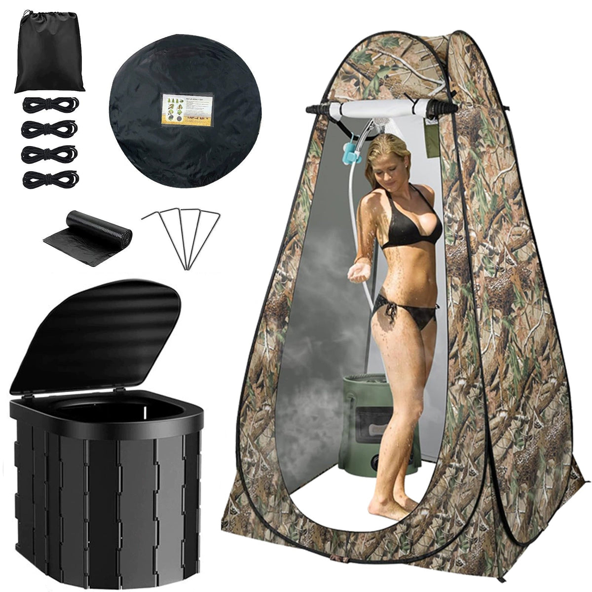 2025 Cross-border Hot Outdoor Shower Tent, Shower Bag, Toilet Combo, Changing Tent, Solar Drying Water Bag