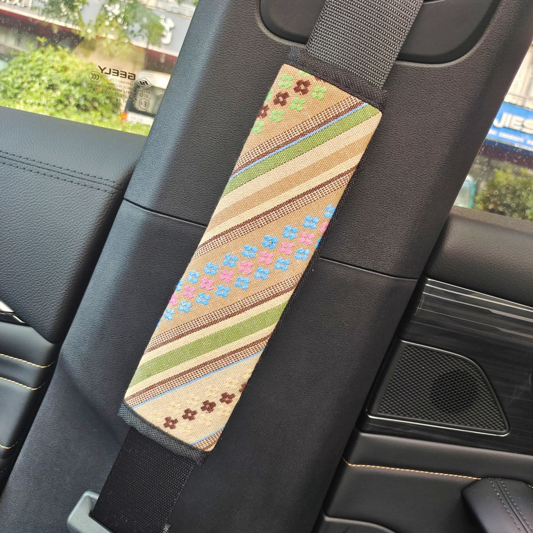 Steering wheel cover New national style old coarse cloth linen car steering wheel cover Personality trend car handle cover