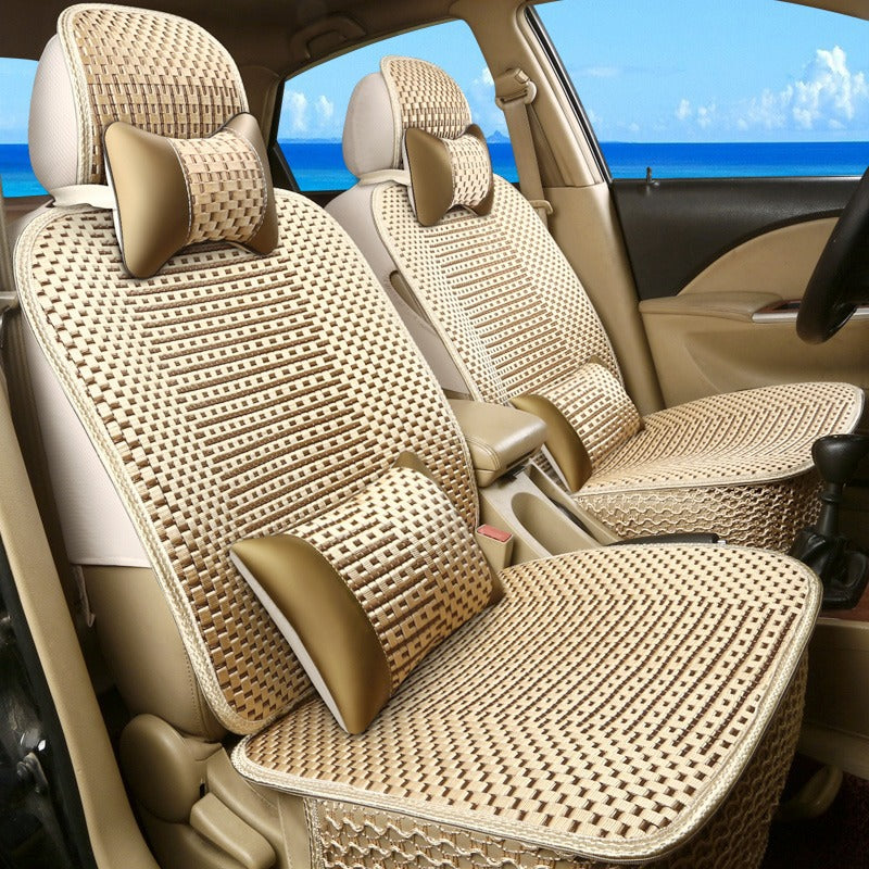 Car seat cushion all-season universal ice silk summer seat cushion full enveloping seat cover car interior seat cushion five seat cover cushion