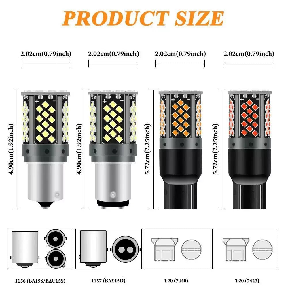 Automotive LED Decoded Turn Signal Anti-Flicker T20 7440 1156 1157 2025 81SMD Brake Light