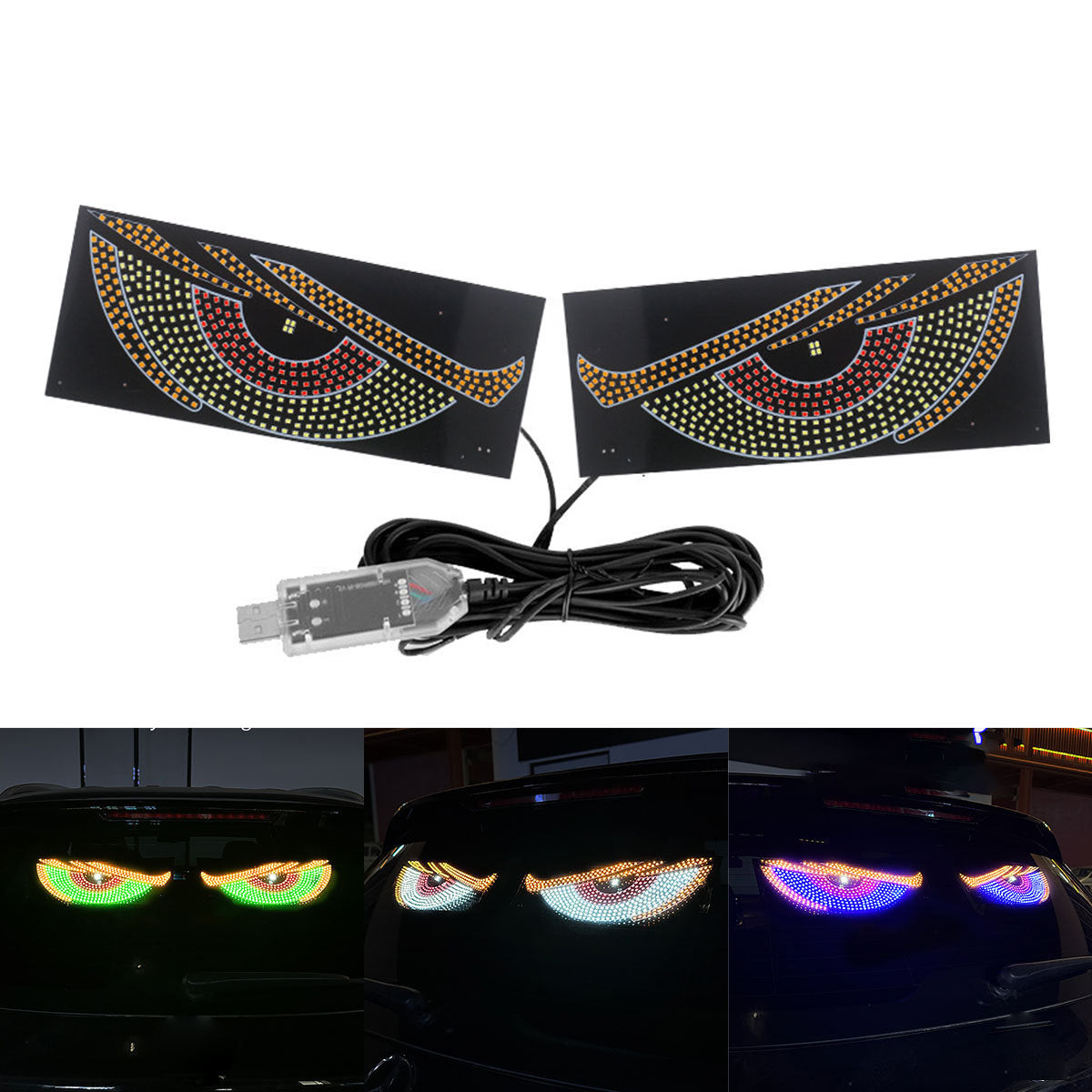 Cross-border car dynamic devil's eye LED warning light, truck truck truck eye light dynamic display light