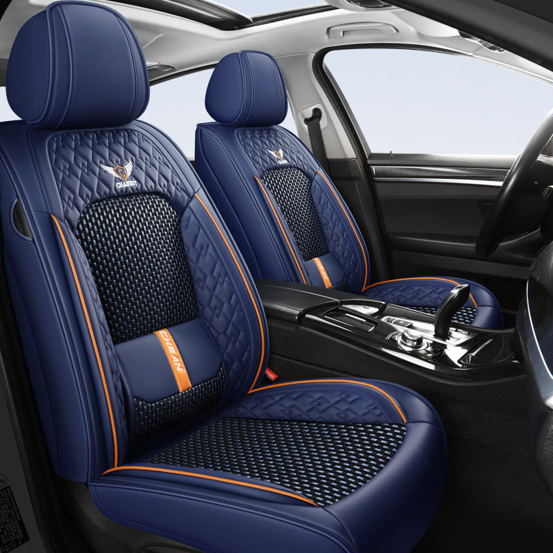 The 2025 new lumbar Napa leather ice silk car seat cushion is suitable for all seasons