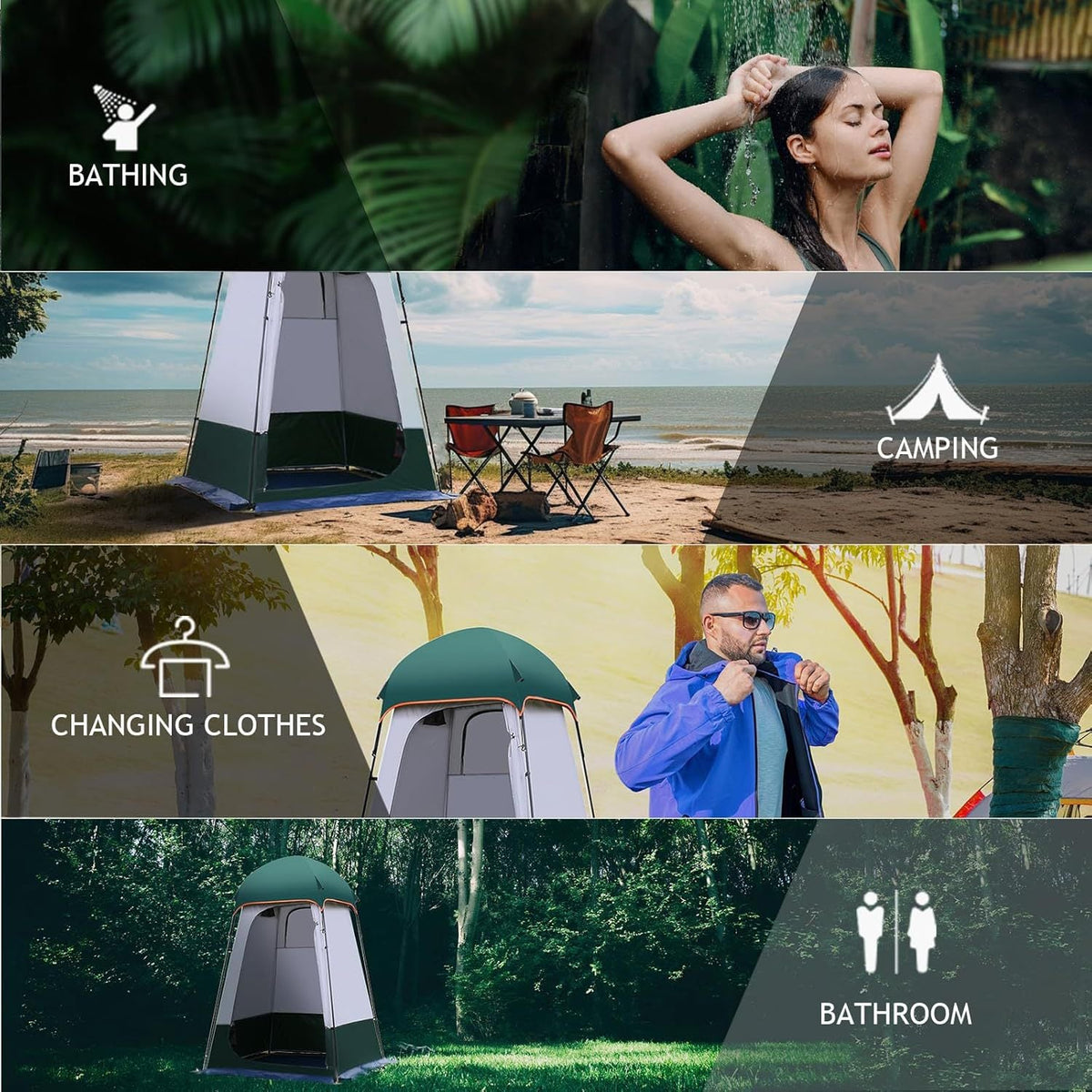 Enlarged and raised outdoor dressing, bathing, tents, camping, beach, fishing tent, model changing mobile toilet tent