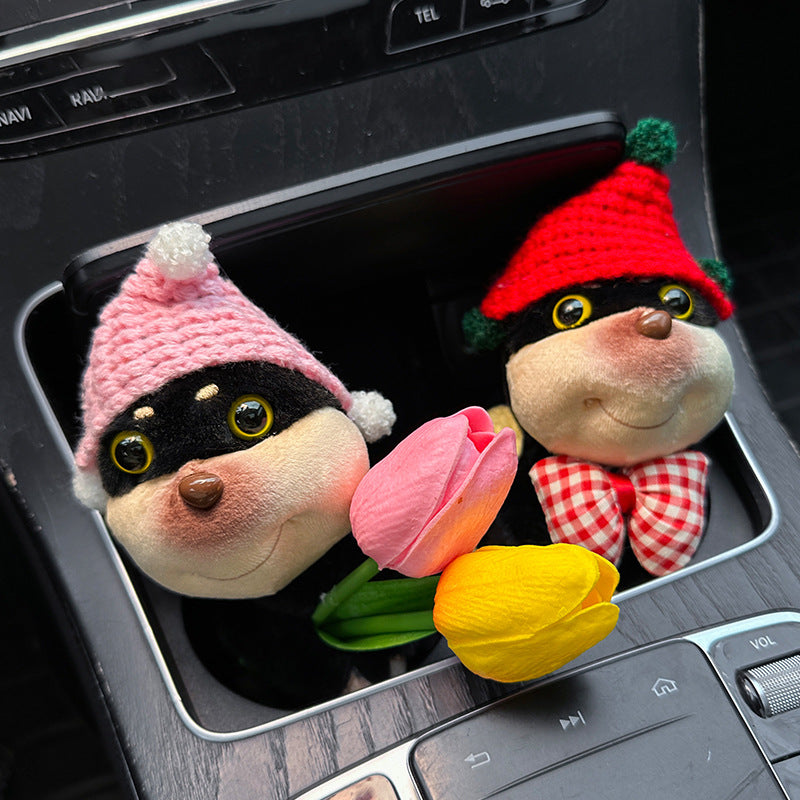 Car ornaments cute dolls bee dog car central control screen party doll display screen decoration car interior products