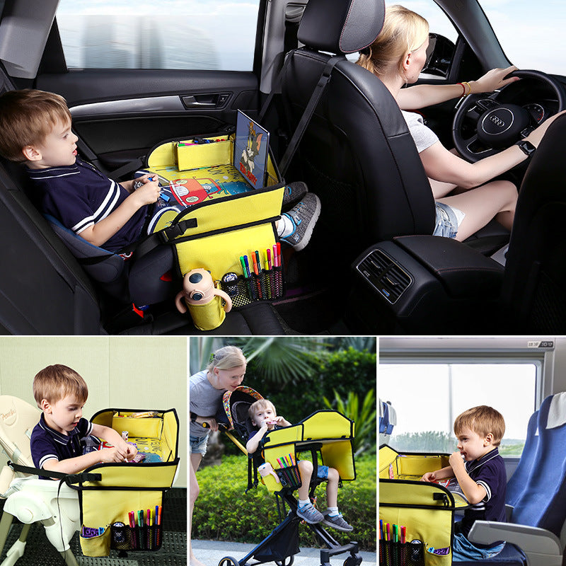 Cross-border car mini table, children's travel tray, car rear seat soothing tool, safety seat folding table