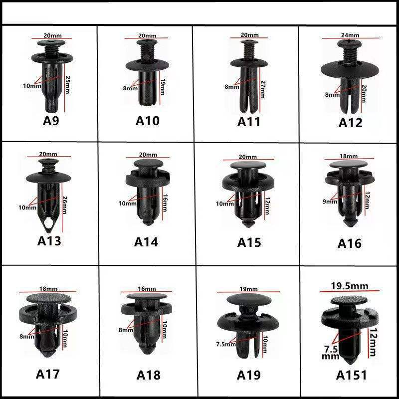 Universal automotive fender liner, trunk plastic clips, mudguard clips, expansion screws, hole-pierced studs, snaps