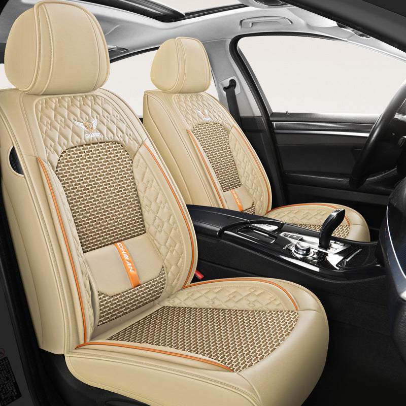The 2025 new lumbar Napa leather ice silk car seat cushion is suitable for all seasons