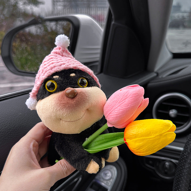 Car ornaments cute dolls bee dog car central control screen party doll display screen decoration car interior products