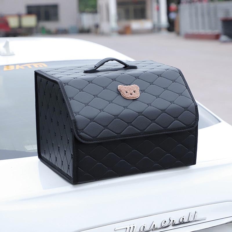 Car trunk storage box, leather multifunctional foldable storage box, storage box, storage box, car interior accessories