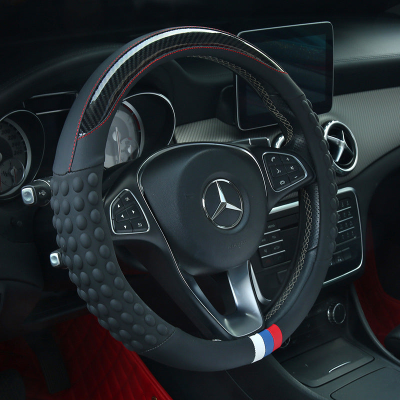 Non-slip sweat-wicking car handlebar covers, colorful carbon fiber leather, fashionable trendy brand steering wheel covers, car GM Amazon