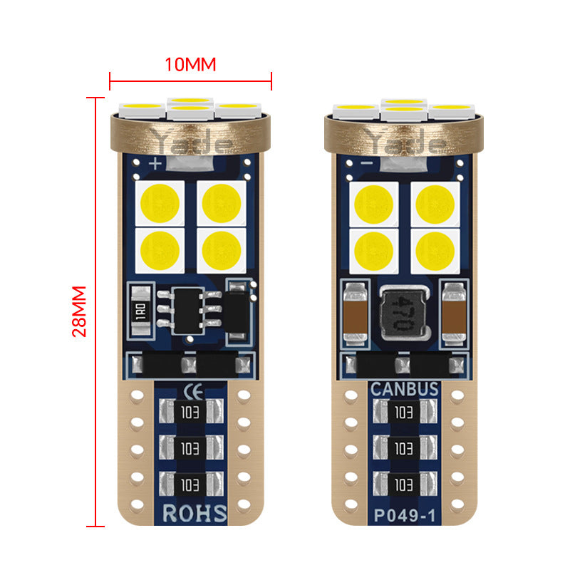 Yade Wide-Width Indicator Light T10 3030 12SMD Car Light LED High Brightness Wide Voltage Decoding Reading Light License Plate Light
