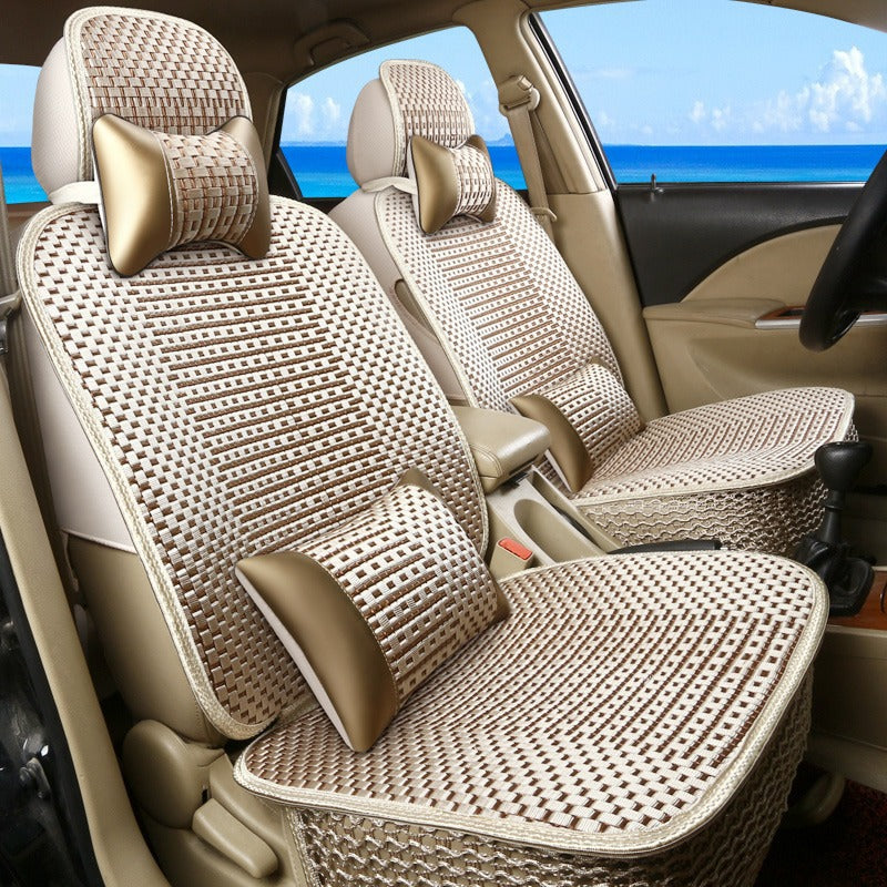 Car seat cushion all-season universal ice silk summer seat cushion full enveloping seat cover car interior seat cushion five seat cover cushion