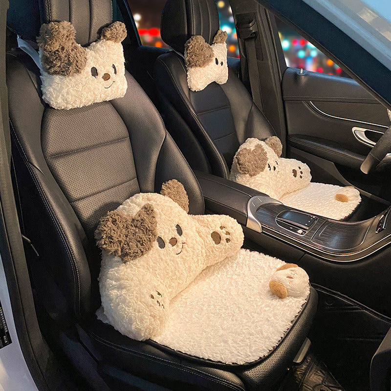 Car headrest, neck pillow, a pair of female driver pillows, cute dogs, car cushions, car seats, lumbar and neck pillows