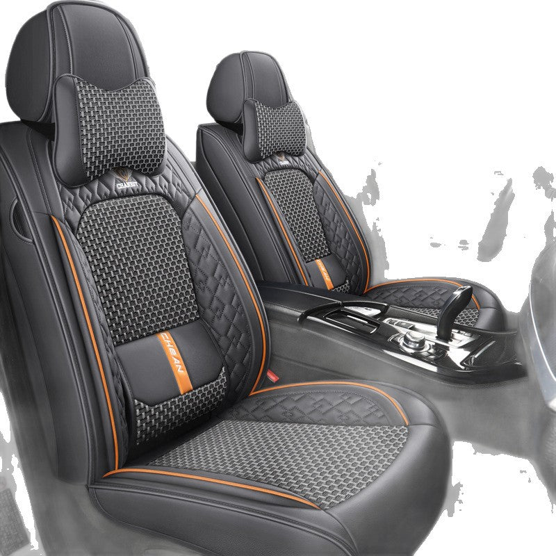 The 2025 new lumbar Napa leather ice silk car seat cushion is suitable for all seasons