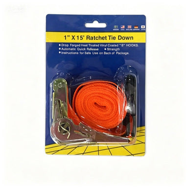 Ratchet Tie Down Strap - 1 inch x 15 feet