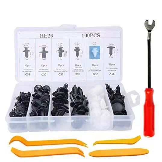 100PCS Box Car Snap Box 100PCS Combo Set Nylon Clip Bumper Universal Buckle
