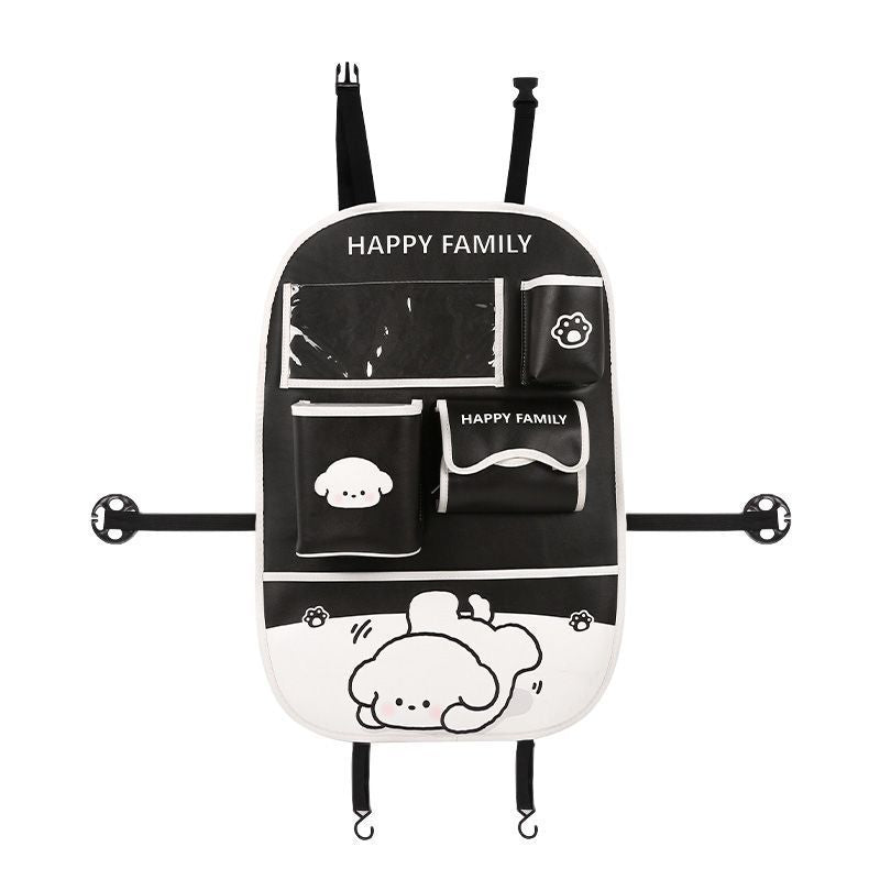 Car multifunctional seat back storage bag, anti-kick pad, convenient cartoon cute tissue box, tissue storage bag, storage box