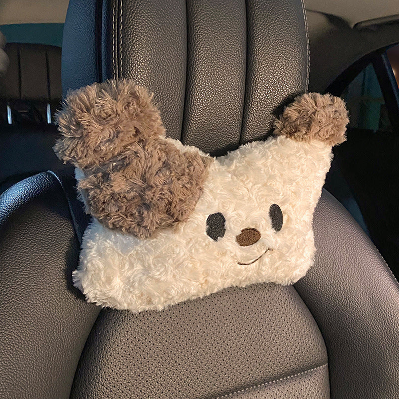 Car headrest, neck pillow, a pair of female driver pillows, cute dogs, car cushions, car seats, lumbar and neck pillows