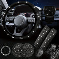 Car steering wheel cover, universal rhinestone-inlaid seatbelt cover, shoulder pad, seven-piece cross-border bestseller set