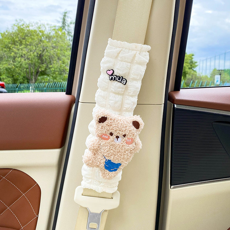 Car seat belt shoulder pads, creative cute children's anti-strain safety belt, and a pair of decorative protective covers