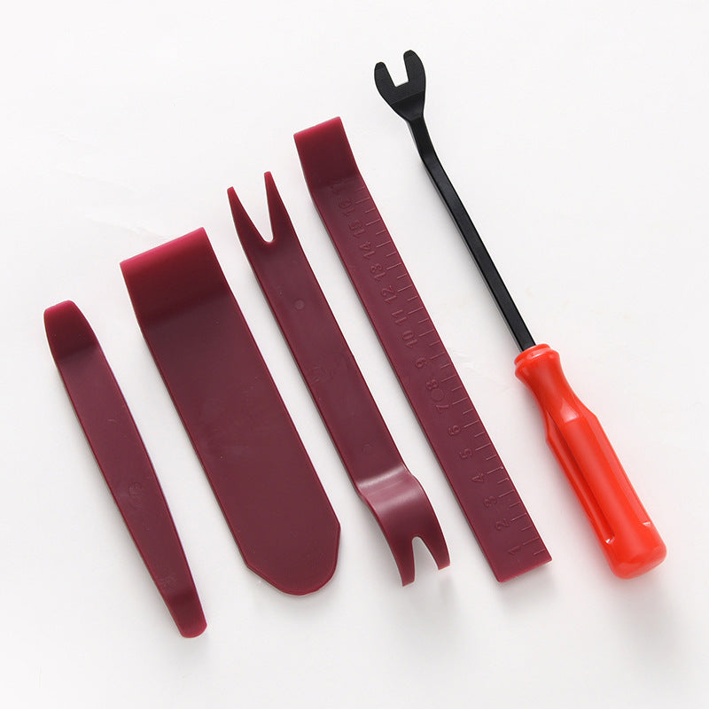 Car audio disassembly tools, plastic interior door panel pry plate, snap screwdriver, 5-piece set with glue buckle, 6-inch screwdriver