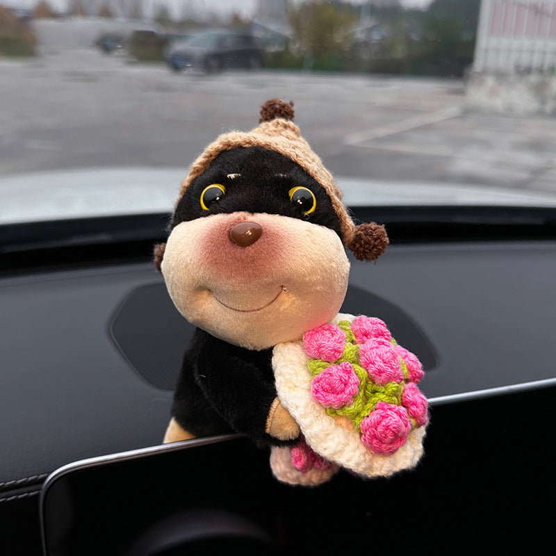 Car ornaments cute dolls bee dog car central control screen party doll display screen decoration car interior products