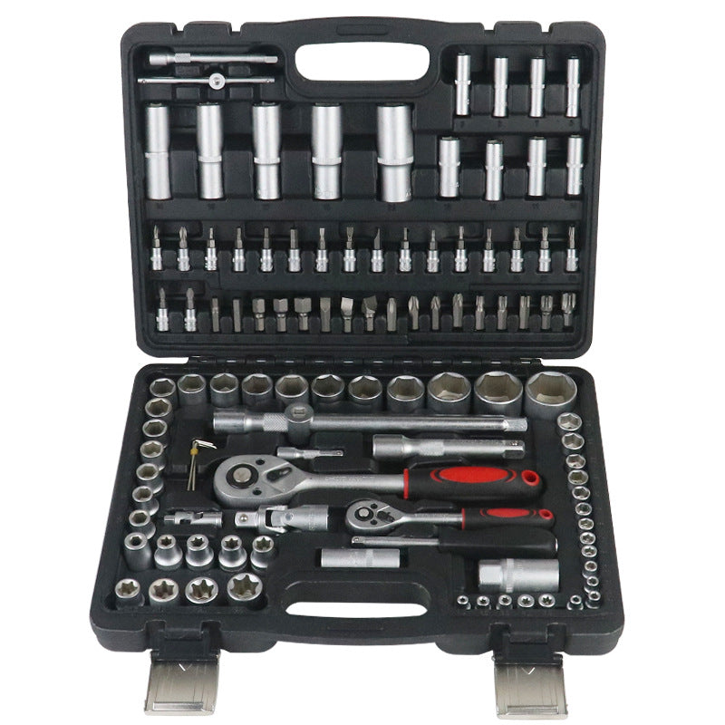 108 socket tool car repair toolbox multi-function large, medium and small flying ratchet wrench set hardware combination