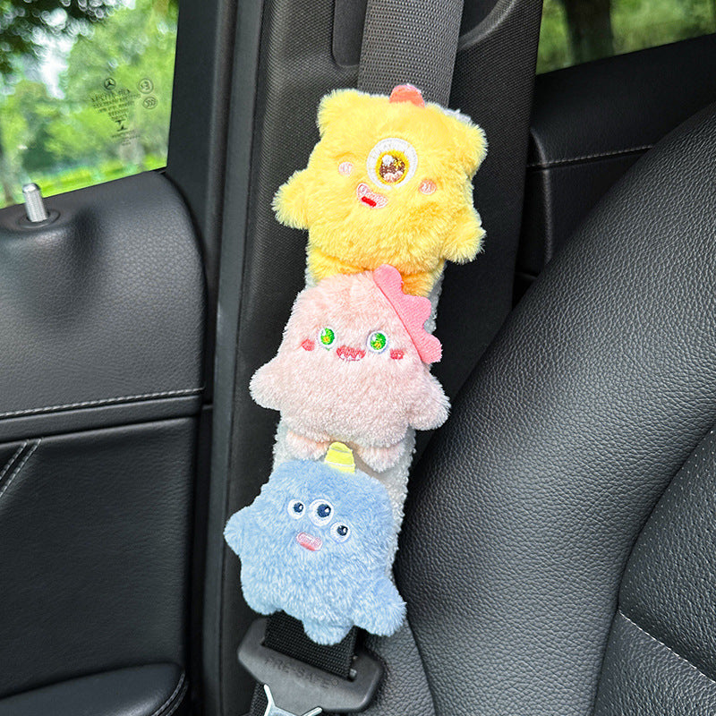 Car seatbelt shoulder pads, wear-resistant clothes, plush plush plush figures, car safety belt protective covers, cute monster girls
