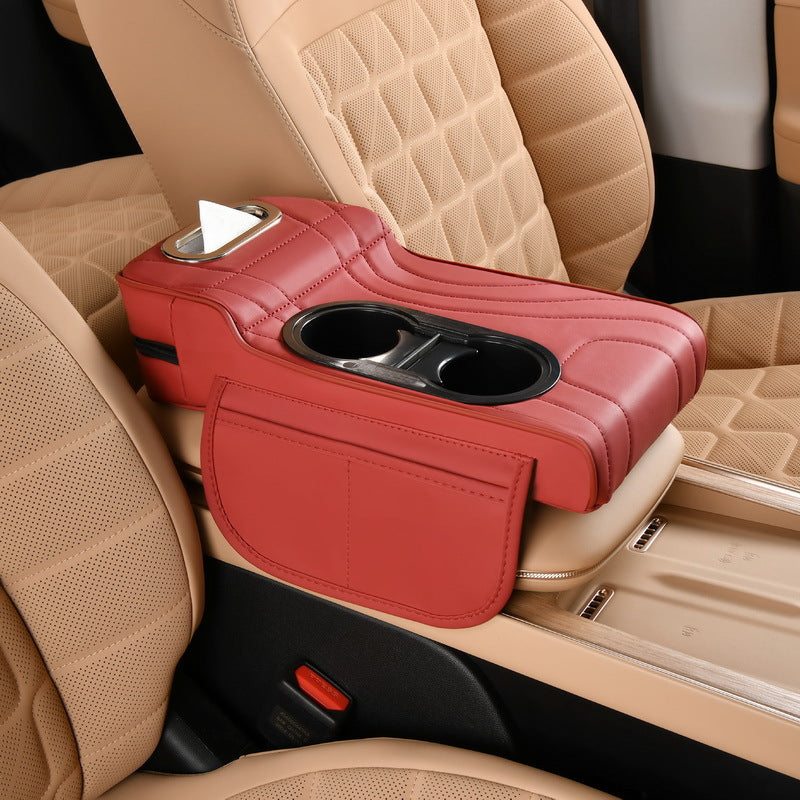 2025 New Central Car Armrest Box Height Pad Cover Protective Cover Double Cup Holder Premium Leather Car Accessories