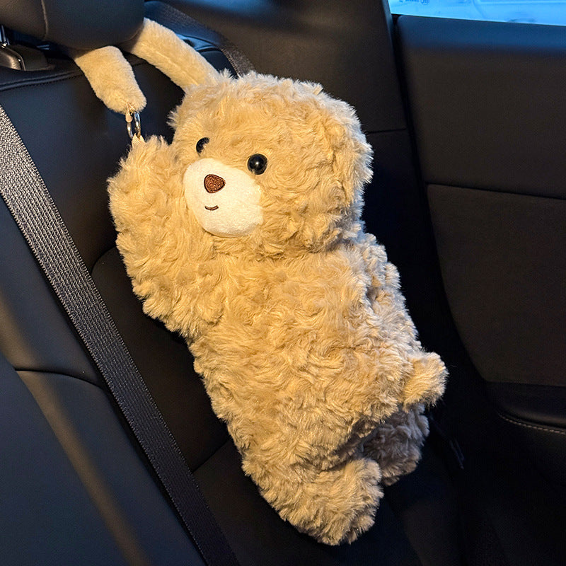 Car tissue box hanging car drawer box bear creative cute practical doll in the car tissue bag hanging bag