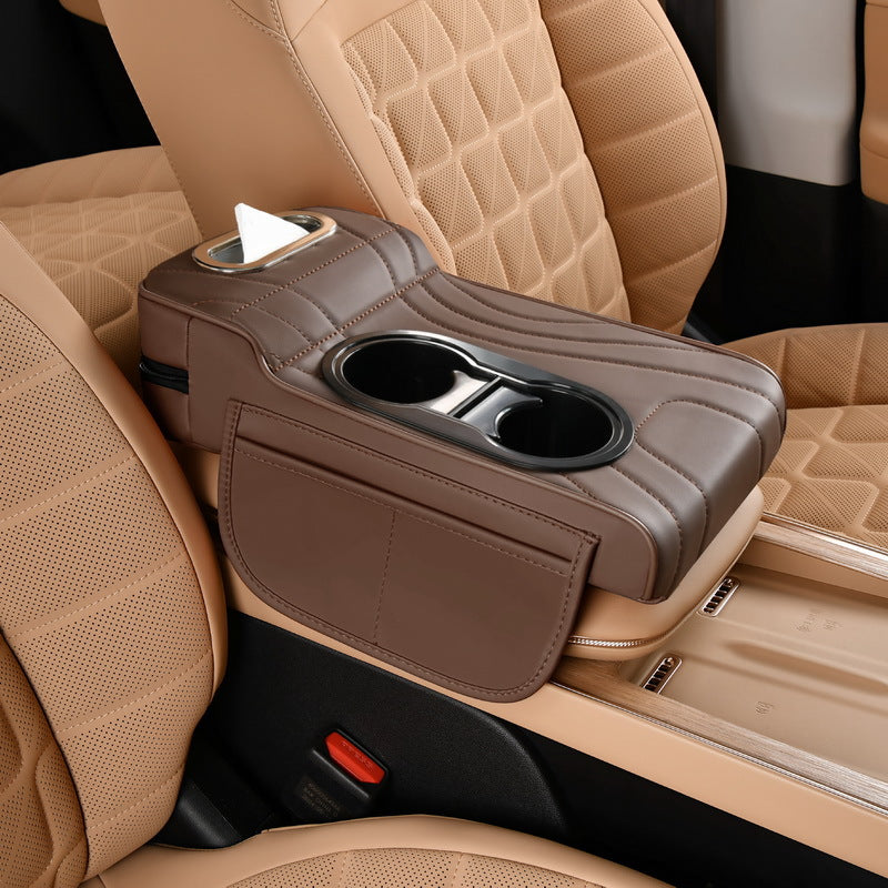 2025 New Central Car Armrest Box Height Pad Cover Protective Cover Double Cup Holder Premium Leather Car Accessories